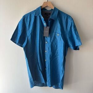 Ted‎ Baker Linen Blue Men's Shirt Sz 4/ S